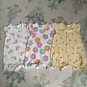 3-Pack Petit Lem Baby Girl Romper Set